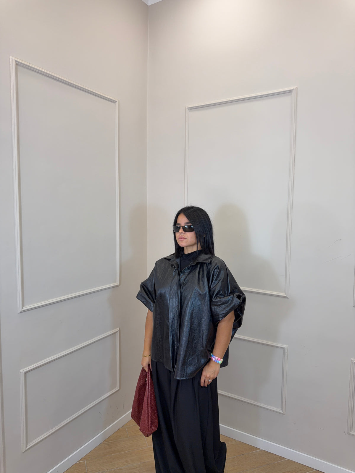 Giacca ecopelle oversize