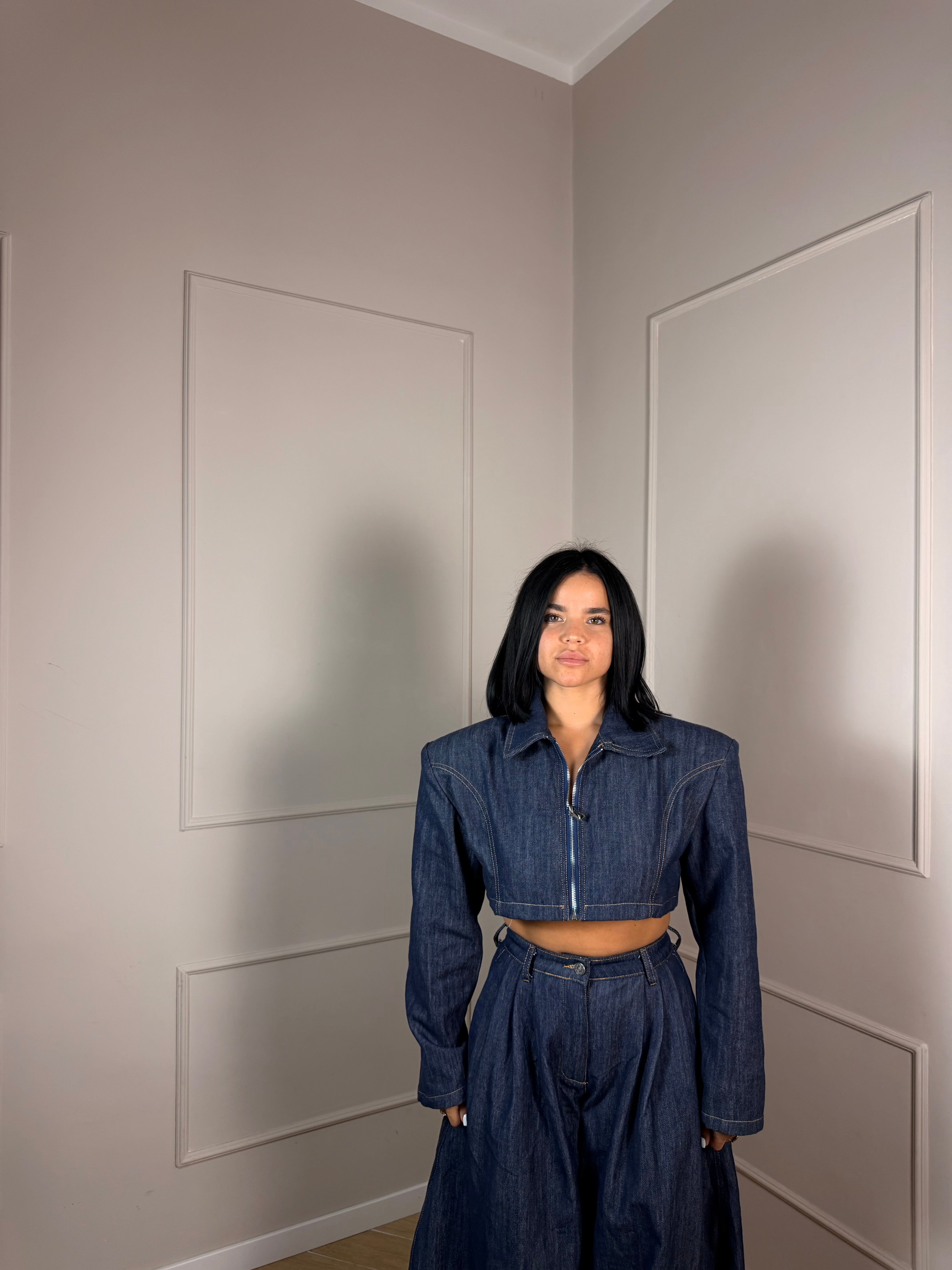 Giacca crop Denim