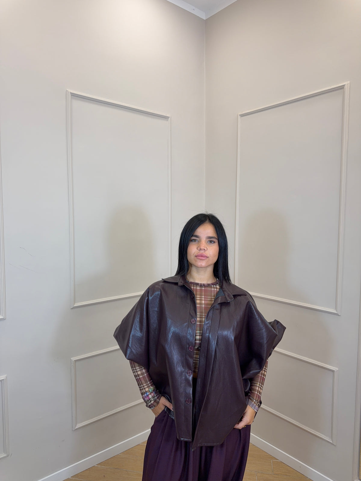Giacca ecopelle oversize