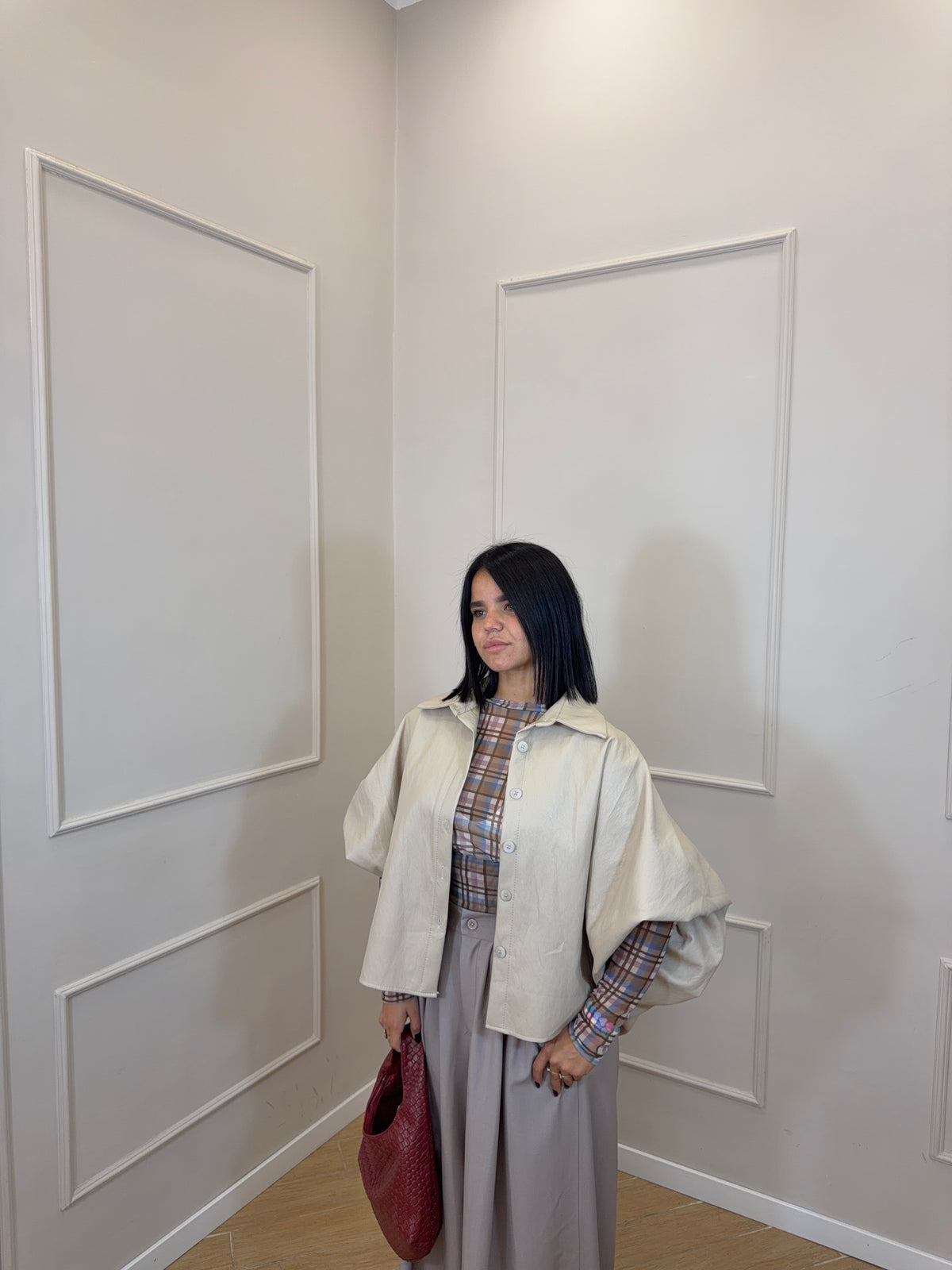 Giacca ecopelle oversize