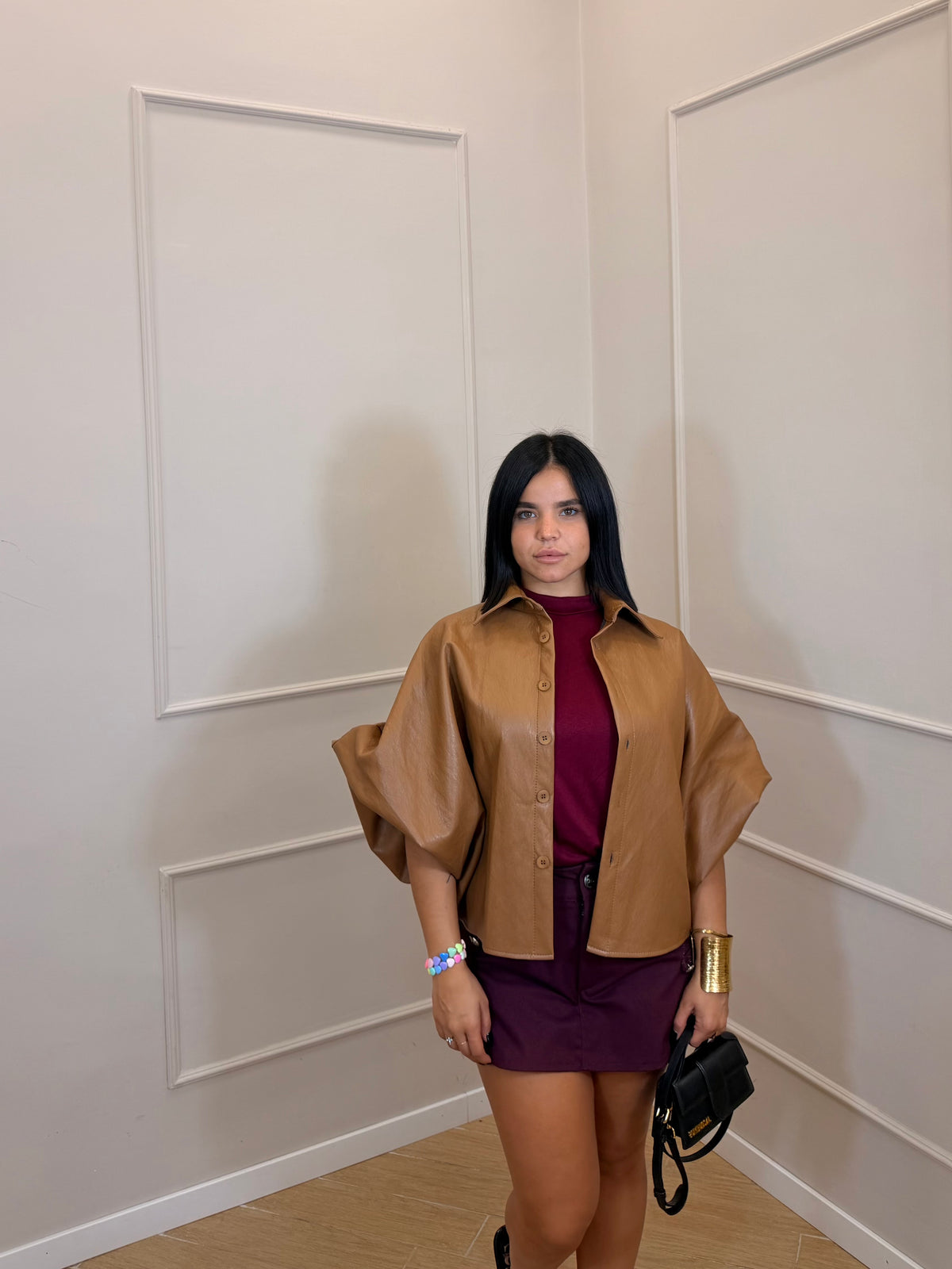 Giacca ecopelle oversize